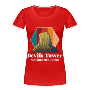 Wyoming Retro Devils Tower National Monument Souveni - Women's Premium Organic T-Shirt - red - Front - Mia (176cm)