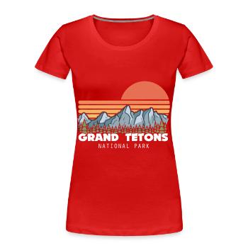 Grand Teton Nationalpark Wyoming Souvenir Bergkett - Frauen Premium Bio T-Shirt - Rot - Vorne - Mia (176cm)
