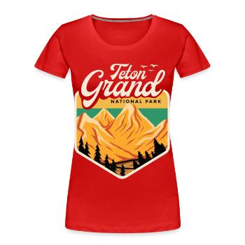 Grand-Teton National Park Wyoming Souvenir - T-shirt bio Premium Femme - rouge - Devant - Mia (176cm)