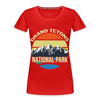 Grand Tetons National Park Souvenir Wyoming - T-shirt bio Premium Femme - rouge - Devant - Mia (176cm)