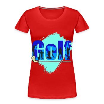 Golf Golfspieler auf dem Golfplatz als Geschenk - Frauen Premium Bio T-Shirt - Rot - Vorne - Mia (176cm)