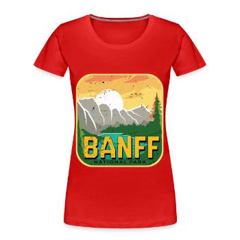 Parc national du Canada Alberta Banff Camping Mountain - T-shirt bio Premium Femme - rouge - Devant - Mia (176cm)