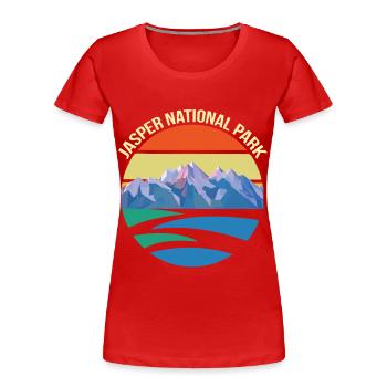 Parc national Canada Jasper Alberta Souvenir Icefie - T-shirt bio Premium Femme - rouge - Devant - Mia (176cm)
