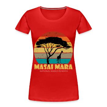 Serengeti Masai Mara National Reserve Kenya Safari - Women's Premium Organic T-Shirt - red - Front - Mia (176cm)