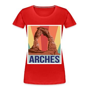 Arches Souvenir Nationalpark Moab Canyon Souvenir - Frauen Premium Bio T-Shirt - Rot - Vorne - Mia (176cm)
