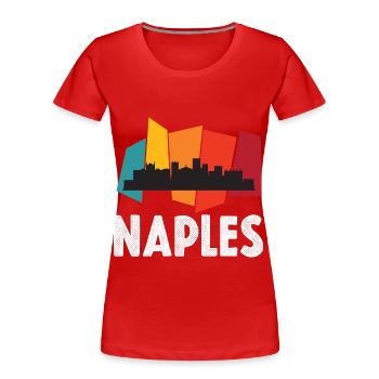 Neapel-Skyline-Retro- Italien-Souvenir-italienisch - Frauen Premium Bio T-Shirt - Rot - Vorne - Mia (176cm)