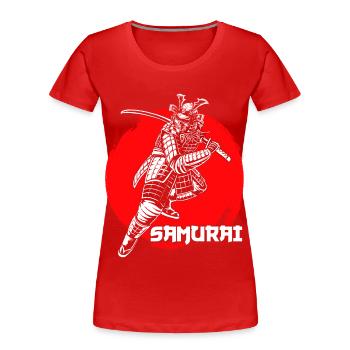 Samurai Japanese Bloodstain Katana Schwert Asian W - Frauen Premium Bio T-Shirt - Rot - Vorne - Mia (176cm)