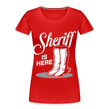 Sheriff est Sheriff Boots Sheriffstar Pistol ici - T-shirt bio Premium Femme - rouge - Devant - Mia (176cm)