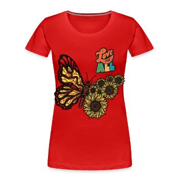 Butterfly Love All Sunflower Motivational Quote Bu - Frauen Premium Bio T-Shirt - Rot - Vorne - Mia (176cm)