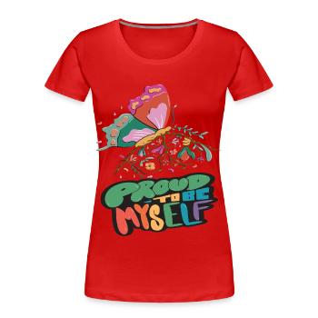 Butterfly Myself Motivational Quote with Butterfli - Frauen Premium Bio T-Shirt - Rot - Vorne - Mia (176cm)
