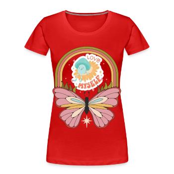 Love Butterfly Motivational Saying avec Cute Butte - T-shirt bio Premium Femme - rouge - Devant - Mia (176cm)