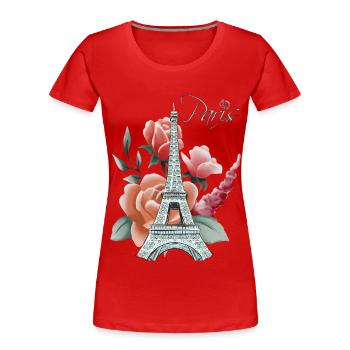 Eiffelturm-Rosen-Liebe-Paris-Französisch-Liebe-Fra - Frauen Premium Bio T-Shirt - Rot - Vorne - Mia (176cm)