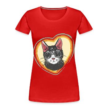 Heart Retro avec Cool Cat Tomcat Bengal Cat Love Ca - T-shirt bio Premium Femme - rouge - Devant - Mia (176cm)