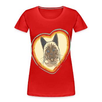 Coeur pour chats-Tomcat-Amour-Chats-Amour - T-shirt bio Premium Femme - rouge - Devant - Mia (176cm)