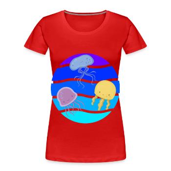 Sea Cute Jellyfish Underwater Ocean life Animals Fish - Women's Premium Organic T-Shirt - red - Front - Mia (176cm)