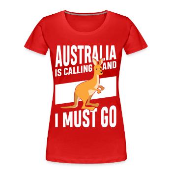 Australien ruft Kangaroo Outback Cute Kangaroos - Frauen Premium Bio T-Shirt - Rot - Vorne - Mia (176cm)