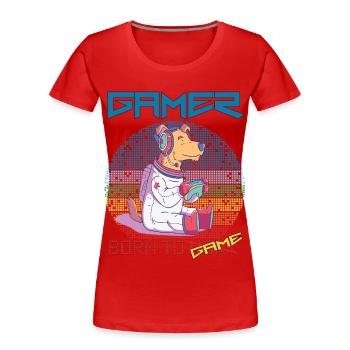 Jeux vidéo Funny Gamer Born To Gaming Retro Astro - T-shirt bio Premium Femme - rouge - Devant - Mia (176cm)