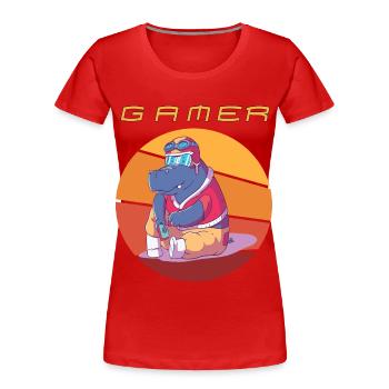 Gamer Retro Video Games Vintage Funny Gaming Conso - Frauen Premium Bio T-Shirt - Rot - Vorne - Mia (176cm)