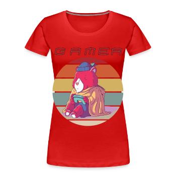 Funny Video Games Retro Gamer Console Games and Ga - Frauen Premium Bio T-Shirt - Rot - Vorne - Mia (176cm)