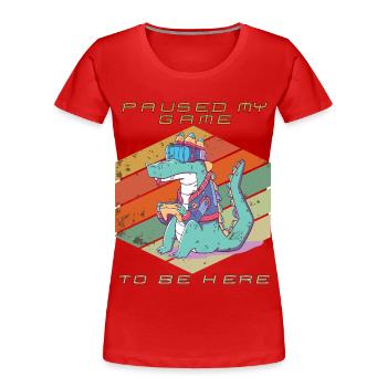 Video Games Gamer Paused My Game Retro Gaming Croc - Frauen Premium Bio T-Shirt - Rot - Vorne - Mia (176cm)