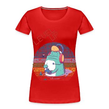 Level Up Gamer Video Games Retro Vintage Gaming Ga - Frauen Premium Bio T-Shirt - Rot - Vorne - Mia (176cm)