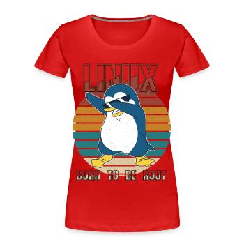 Linux Born To Be Root Cool Penguin Nerd Programmin - Frauen Premium Bio T-Shirt - Rot - Vorne - Mia (176cm)