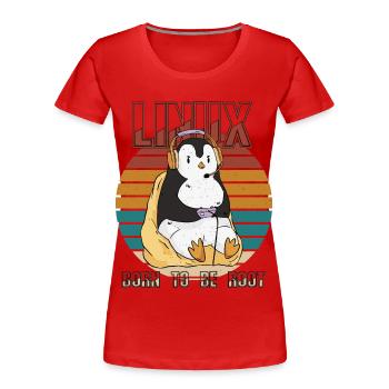 Linux Gamer Root Party Cool Penguin Nerd Programme - Frauen Premium Bio T-Shirt - Rot - Vorne - Mia (176cm)