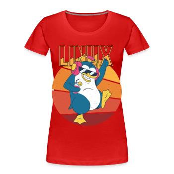 Party Linux Root Cool Penguin Nerd Game Programmer - Frauen Premium Bio T-Shirt - Rot - Vorne - Mia (176cm)
