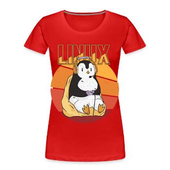Gamer Penguin Linux Root Party Nerd Programmer Com - Frauen Premium Bio T-Shirt - Rot - Vorne - Mia (176cm)