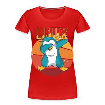Geek Linux Root Party Penguin Nerd Programmeur Comp - T-shirt bio Premium Femme - rouge - Devant - Mia (176cm)