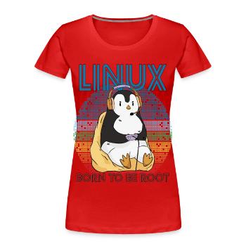 Gamer Root Retro Penguin Linux Nerd Programmer Gee - Frauen Premium Bio T-Shirt - Rot - Vorne - Mia (176cm)