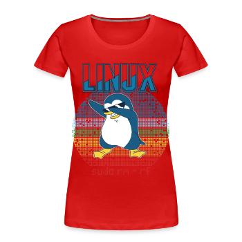 Linux sudo root geek admin pingouin nerd programmeur - T-shirt bio Premium Femme - rouge - Devant - Mia (176cm)