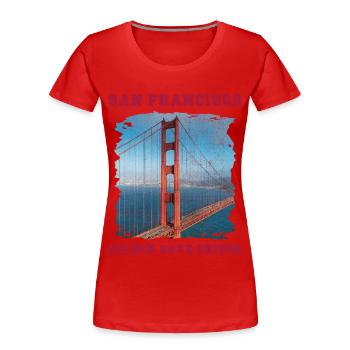 Golden Gate Bridge Souvenir San Francisco Kaliforn - Frauen Premium Bio T-Shirt - Rot - Vorne - Mia (176cm)