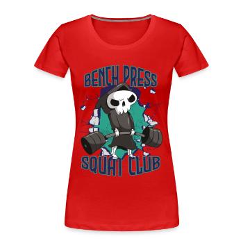 Bankdrücken Squad Club Till Death Workout Krafttra - Frauen Premium Bio T-Shirt - Rot - Vorne - Mia (176cm)