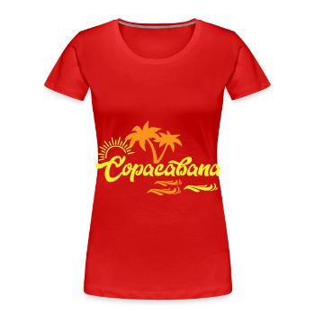 Strand Copacabana Rio Palmen Sommer Sonne Wellen U - Frauen Premium Bio T-Shirt - Rot - Vorne - Mia (176cm)
