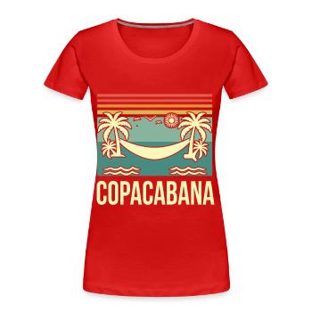Copacabana Rio Palmen Sommer Strand Sonne Brasilie - Frauen Premium Bio T-Shirt - Rot - Vorne - Mia (176cm)