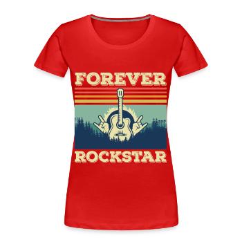 Gitarre Retro Gitarrist Rockgitarre Musiker Sänger - Frauen Premium Bio T-Shirt - Rot - Vorne - Mia (176cm)