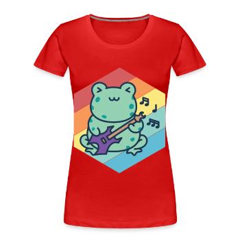 Netter Gitarrist-Frosch-Gitarren-Rockgitarren-Musi - Frauen Premium Bio T-Shirt - Rot - Vorne - Mia (176cm)
