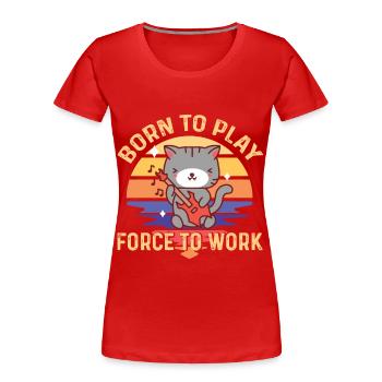 Katze Gitarrist Rockgitarre Gitarrist Musiker Gita - Frauen Premium Bio T-Shirt - Rot - Vorne - Mia (176cm)