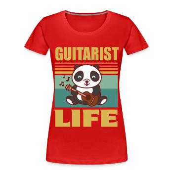 Gitarre Niedlicher Panda-Gitarrist Rockgitarren-Gi - Frauen Premium Bio T-Shirt - Rot - Vorne - Mia (176cm)