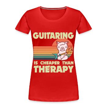 Gitarrist Lama Rockgitarre Gitarrist Musiker Gitar - Frauen Premium Bio T-Shirt - Rot - Vorne - Mia (176cm)
