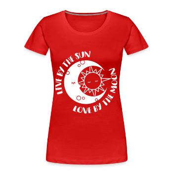 Lune Amour Soleil Lune Phase Soleil Endormi Mondph - T-shirt bio Premium Femme - rouge - Devant - Mia (176cm)
