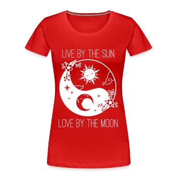 Lune Amour Soleil Soleil Phase Lune Lever du Soleil - T-shirt bio Premium Femme - rouge - Devant - Mia (176cm)