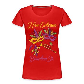 Französisch New Orleans Karneval Souvenir Bourbon - Frauen Premium Bio T-Shirt - Rot - Vorne - Mia (176cm)