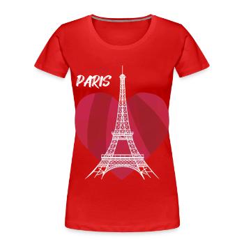 Touristisches Herz-Eiffelturm-Andenken Frankreichs - Frauen Premium Bio T-Shirt - Rot - Vorne - Mia (176cm)