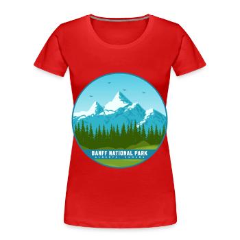 Parc national Banff Canada Alberta Souvenir Randonnée pédestre - T-shirt bio Premium Femme - rouge - Devant - Mia (176cm)