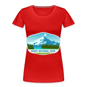 Parc national Banff Canada Alberta Souvenir Randonnée pédestre - T-shirt bio Premium Femme - rouge - Devant - Mia (176cm)