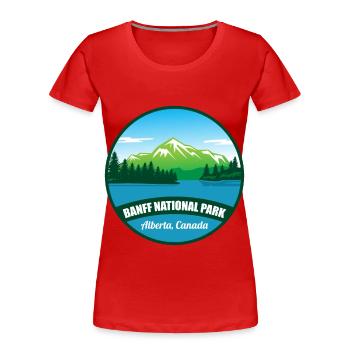 Parc national de l’Alberta Banff Canada Randonnée souvenir - T-shirt bio Premium Femme - rouge - Devant - Mia (176cm)