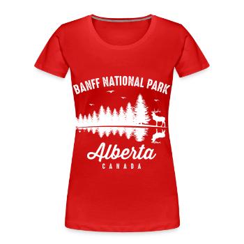 Parc national Banff Canada Alberta Souvenir Randonnée pédestre - T-shirt bio Premium Femme - rouge - Devant - Mia (176cm)