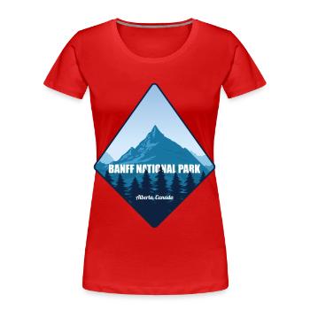 Parc national du Canada Alberta Banff Souvenir Randonnée - T-shirt bio Premium Femme - rouge - Devant - Mia (176cm)